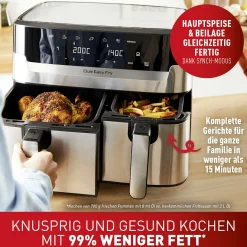 Dual Easy Fry & Grill 8,3 L Edelstahl Heißluftfritteuse EY905D|Tefal New