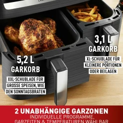 Dual Easy Fry & Grill 8,3 L Heißluftfritteuse EY905B|Tefal Hot