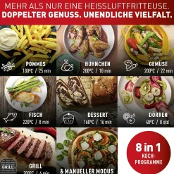 Dual Easy Fry & Grill 8,3 L Heißluftfritteuse EY905B|Tefal Hot