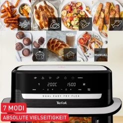 Dual Easy Fry Flex, Heißluftfritteuse, FlexCook Trennwand, 9L, EY9228|Tefal Outlet