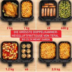 Dual Easy Fry XXL 11L Heißluftfritteuse EY9428|Tefal Clearance