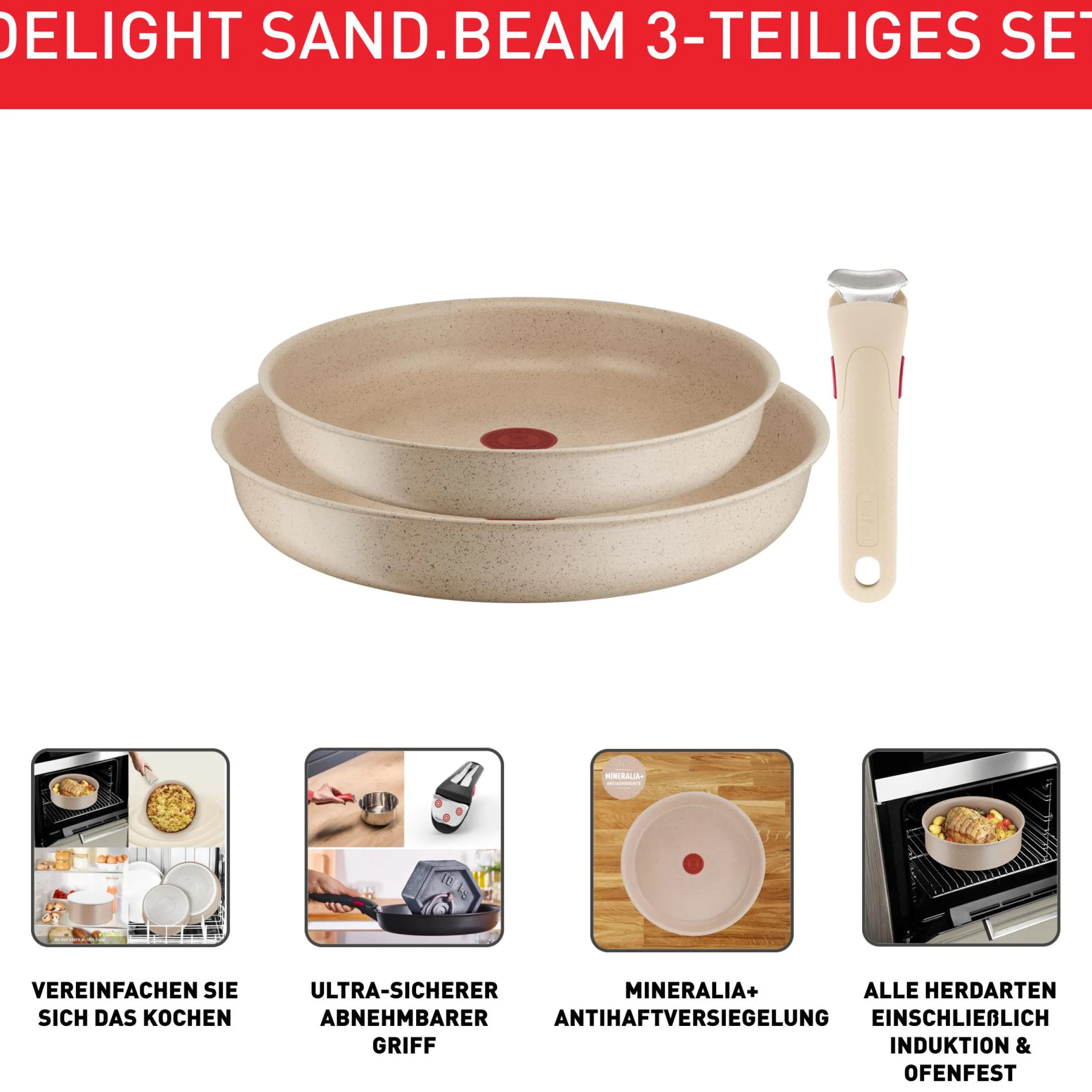 Ingenio Delight 3-teiliges Set (Pfannen 24/28cm + 1 Griff) L7839043|Tefal Sale