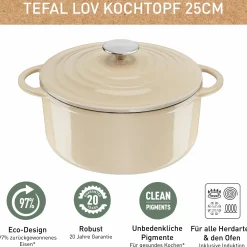 Lov Gusseisen Kochtopf 25cm beige, E25904|Tefal Discount