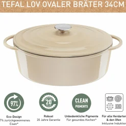 Lov Gusseisen Ovaler Bräter 34cm beige E25806|Tefal Best