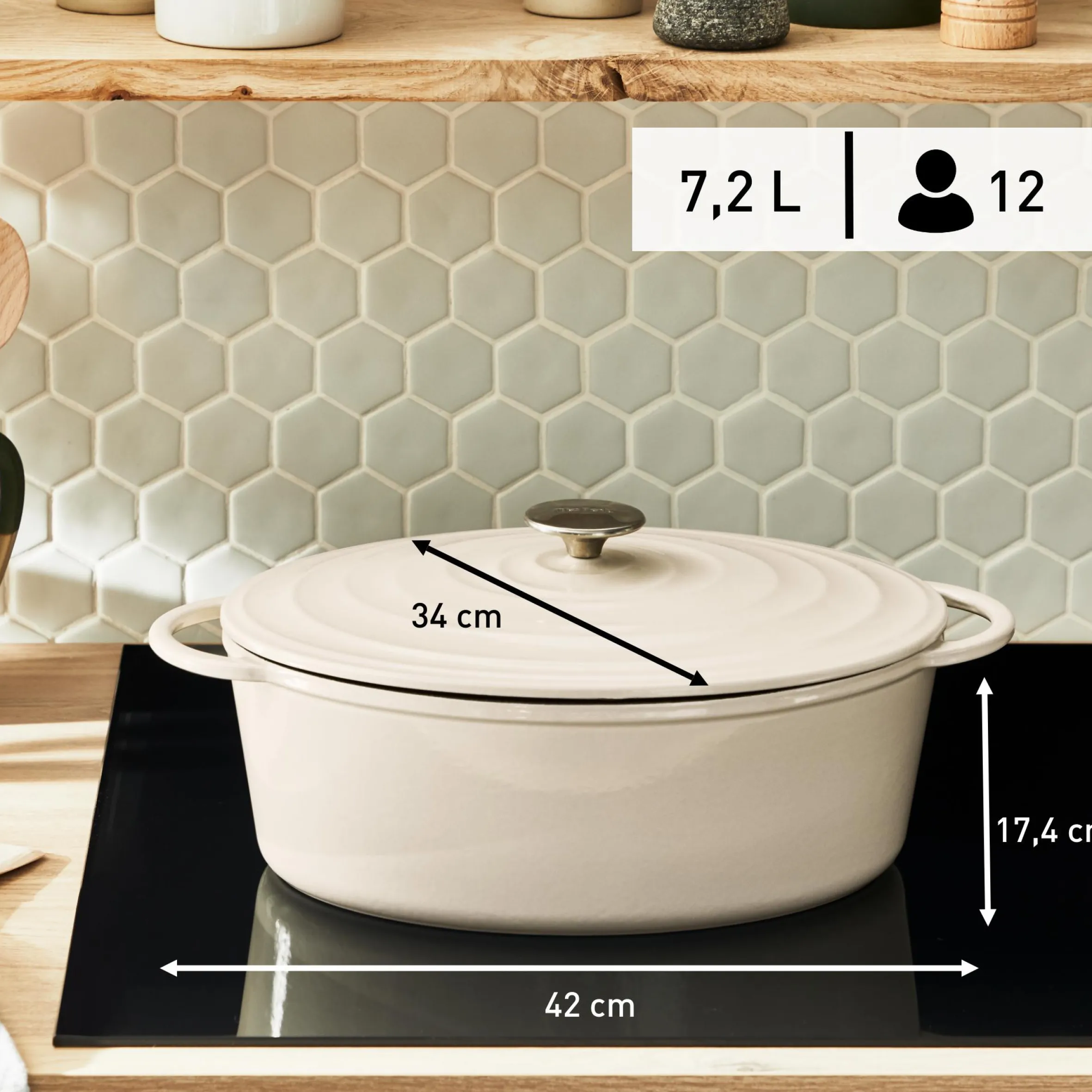 Lov Gusseisen Ovaler Bräter 34cm beige E25806|Tefal Best