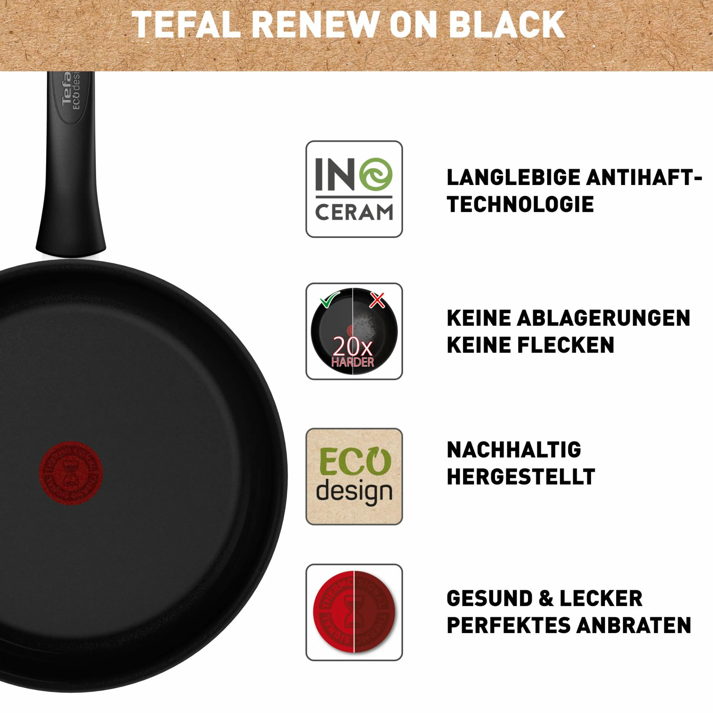 Renew On Black Keramik-Wokpfanne C43519|Tefal New