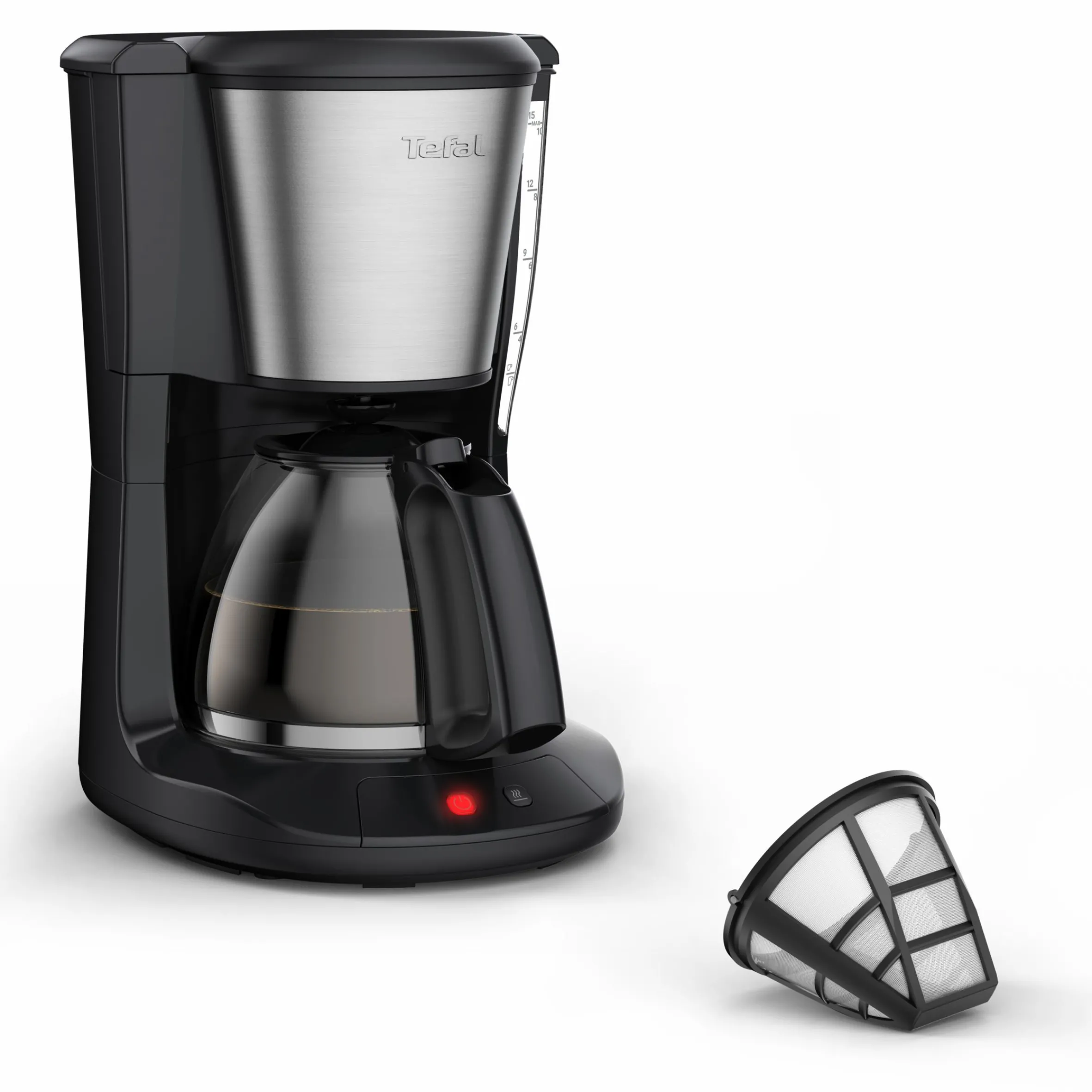 Subito, Filterkaffeemaschine, Optionale Warmhaltefunktion, Permanenter Filter, Schwarz und Edelstahl|Tefal Clearance